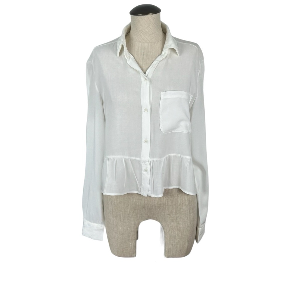 Subdued Women’s White Cropped Ruffled Blouse Sz 6